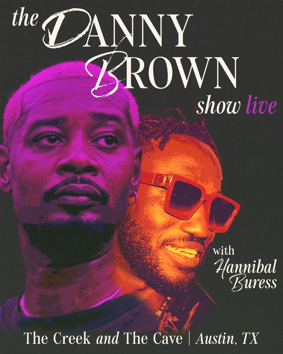 .@hannibalburess is crashing #TheDannyBrownShow again tomorrow! Come out for a LIVE taping of the podcast at @creekandcave in Austin tomorrow at 2pm. Tickets still available!