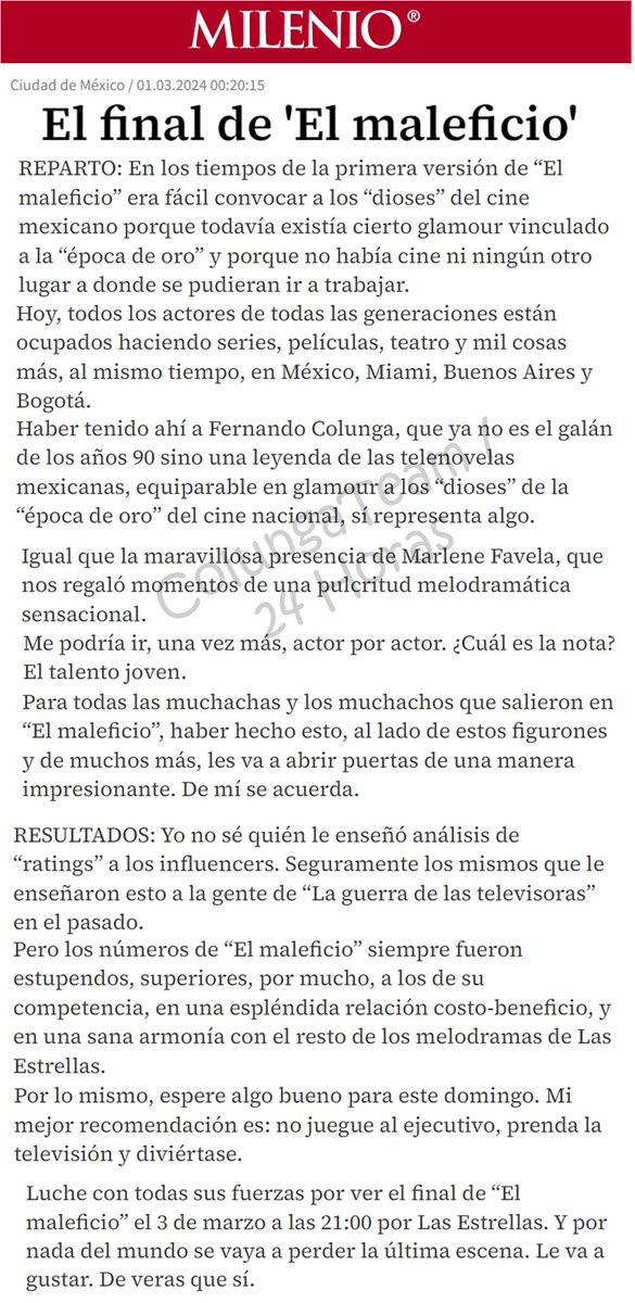 #ElMaleficio con #FernandoColunga y @marlenefavela_  es una pieza clave en la historia reciente de la televisión mexicana @elgueromex @elmaleficioof #GranFinal #Milenio #AlvaroCueva #ColungaTeam