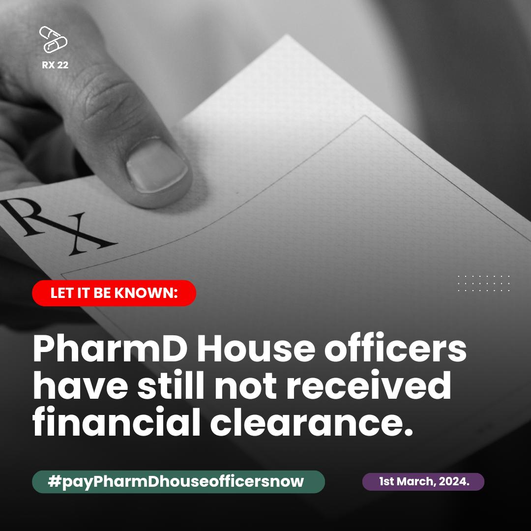 rennibai's tweet photo. There's news circulating that our clearance has magically appeared today. Kindly disregard it. We still don't have clearance.
#PayPharmDHouseofficersNow https://t.co/On52HH3QYg