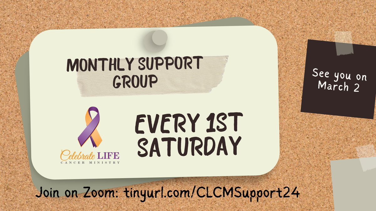 See you this Saturday for Celebrate Life CM's monthly support group. 
March 2, 2024 at 10 am 
On Zoom: tinyurl.com/CLCMSupport24