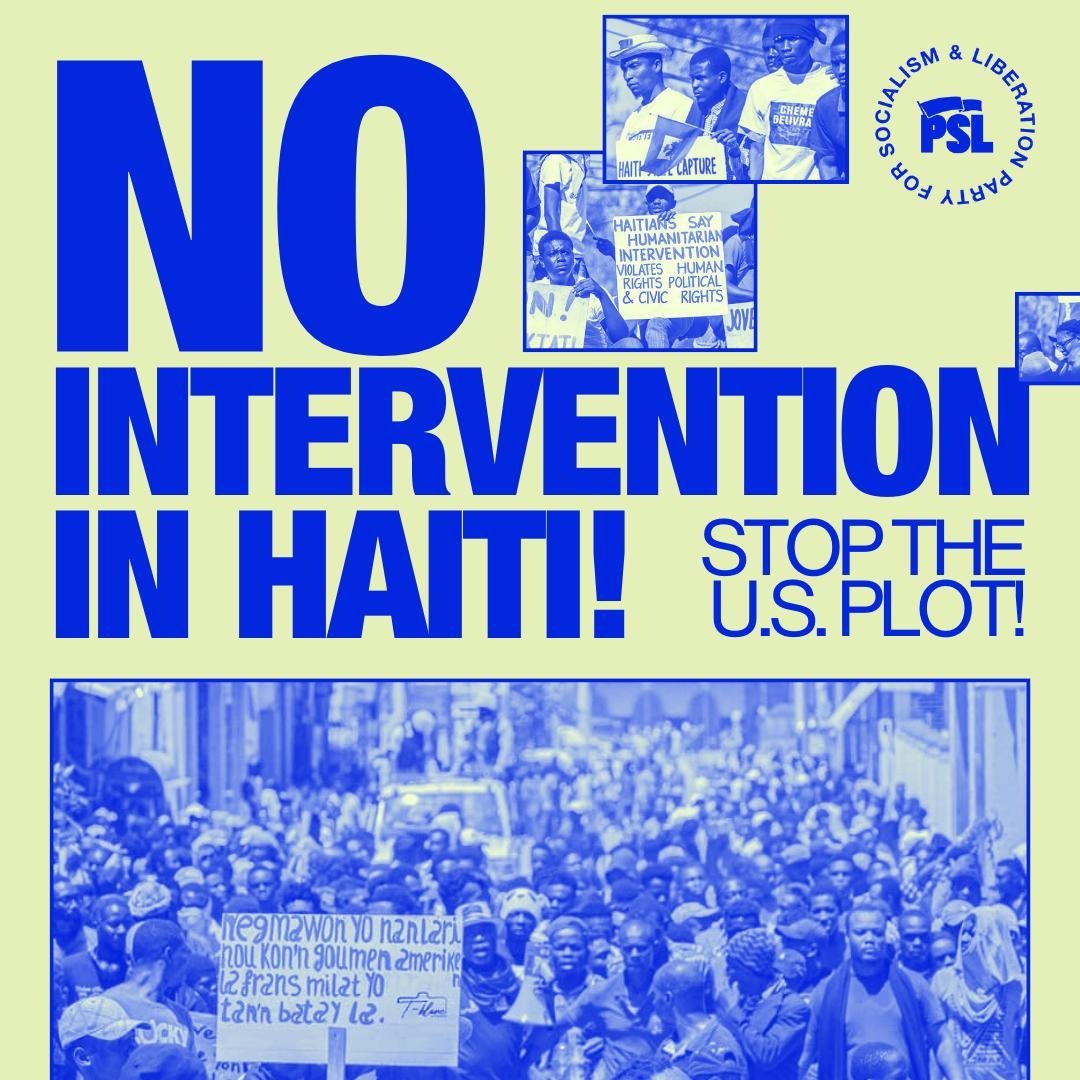 pslnational's tweet photo. 🇭🇹✊🏾HANDS OFF HAITI! 

In yet another U.S.-led and financed attempt to deny Haiti independence, Kenya has pledged to deploy 1,000 police officers to the country.

This comes after Kenya signed a deal with the widely unpopular, illegitimate government of Haitian Prime Minister Ariel Henry to “stabilize” the nation.

In reality, Haiti has been ravaged by centuries of U.S. imperialism and corrupt politicians set on maintaining Haiti as a neocolony of the West. Rather than face widespread criticism given its own long history of devastating interventionism, the U.S. is seeking to stabilize its control over Haiti via its puppet governments in Africa. Earlier this week, Benin similarly agreed to send a police force into Haiti.

The masses of Haitian people are widely opposed to foreign intervention and are well aware that their current conditions are a result of decades of meddling and exploitation led by the U.S. and its lackeys.

Stand with the Haitian people’s resistance and say HANDS OFF HAITI! Sovereignty now!