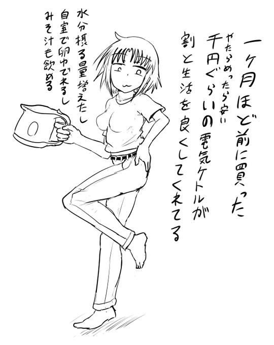 「もしかして寒いと感じる機能がぶっ壊れてるだけで体はガッツリ冷えてるのでは?」ということで対策として買ったんですけど、予想以上に役立ってくれてるので買ってよかったな…となる
(マニ使った練習がてらって感じなので、ポーズにもこれを描いたことにも特に深い意味はない) 