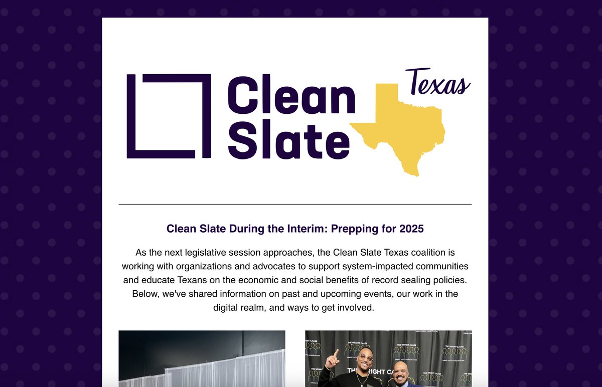 Check out our first newsletter of the year! It includes press coverage, upcoming events, and opportunities to get involved! #CleanSlate
shoutout.wix.com/so/a6OsU44s-?l…