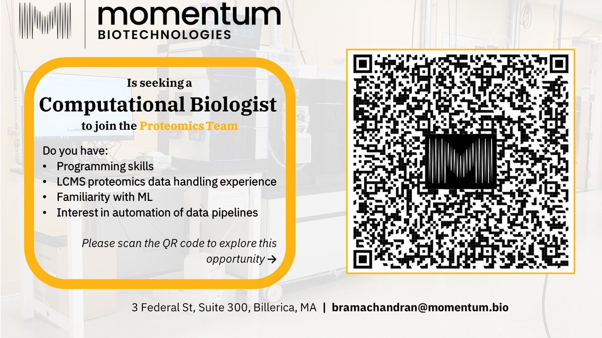 Hello #USHUPO2024 attendees.. Are you a #ComputationalMassSpectrometrist interested in programming for #Proteomics data analysis?? Are you looking for a #NewCareer?? Please scan the QR code and talk to me at USHUPO to know more about this exciting #JobOpportunity at Momentum bio.