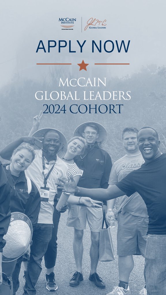 The @McCainInstitute is accepting applications for the 2024 cohort of #McCainGlobalLeaders. This program helped me expand my leadership skills and build long-lasting relationships with other service-minded professionals from around the world. Learn more: mccaininstitute.org/programs/leade…