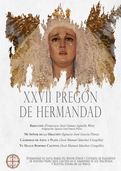 ⏳Mañana, a partir de las 20:15 horas, estaremos presentes en el XXVII Pregón de nuestra Hermandad de las Nieves de Alcaudete.

🗓️ 2 de Marzo de 2024
🕣 20:15 h
📍 Teatro de Alcaudete

#quesuenelasnieves #pregonhermandad