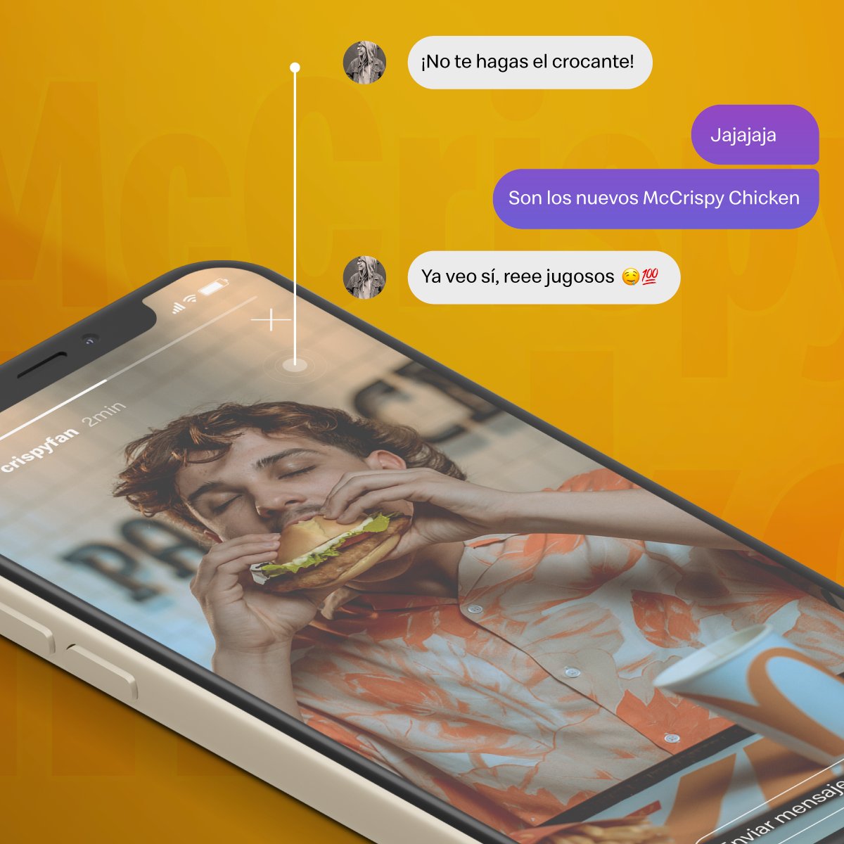 McDonalds_Uy's tweet photo. Subís una story con tu #McCrispyChicken Deluxe y de repente… 💕 Lluvia de likessss 😆 ¡Pedí por McDelivery sin costo de envío con la app! https://t.co/4w7JFpJj42