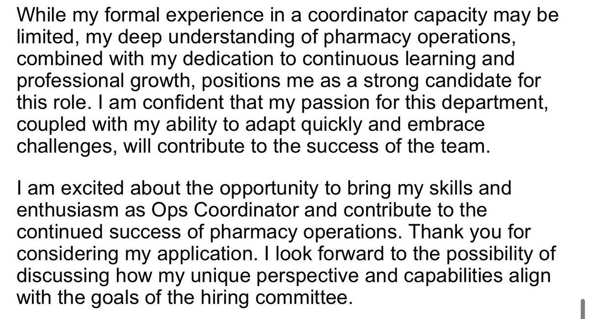 shouvley's tweet photo. Trying to get chat gpt to write a cover letter for me and there seems to be a pretty wide gap between “formal” and “a little less formal”. https://t.co/5n2rpzL7dy