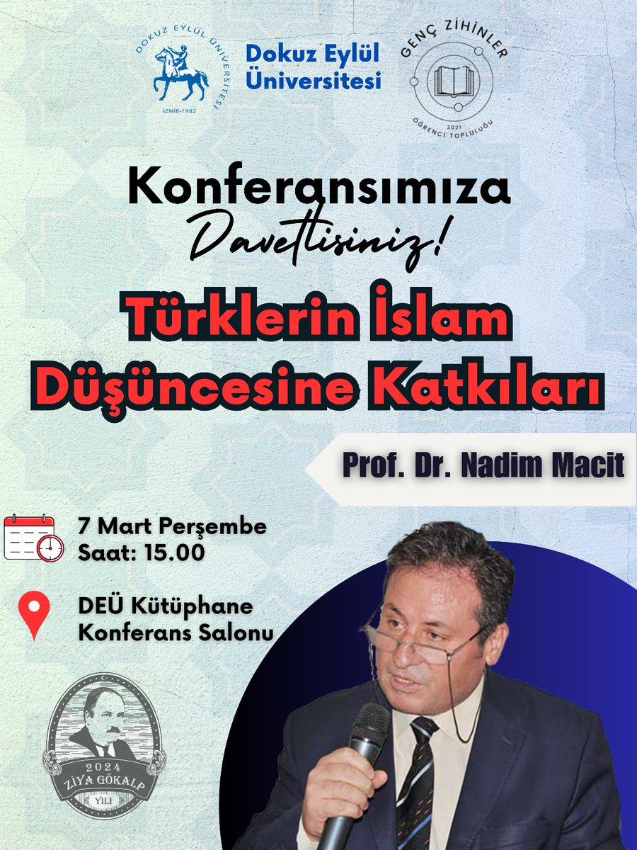 Herkese merhaba! 
Bahar dönemine harika bir konferansla başlıyoruz! 
7 Mart Perşembe günü görüşmek üzere... 

#universitemdeu #nadimmacit #deu #izmir #dokuzeylülüniversitesi