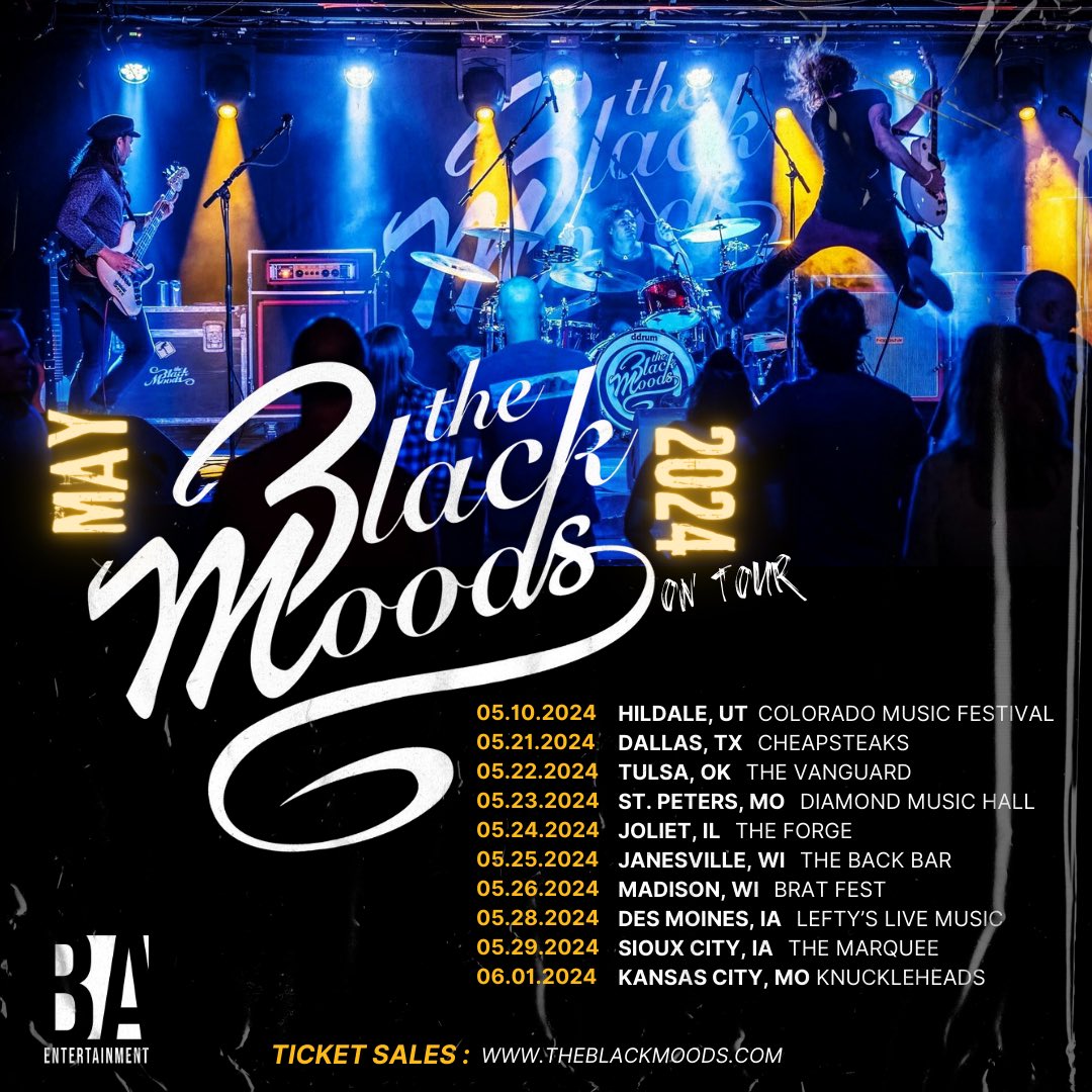 TOUR ANNOUNCEMENT ⚡ We're hitting the road in May for a bunch of new shows! Where will we see you? Tickets are on sale now 🎟️ For a full list of show dates and tickets, visit theblackmoods.com