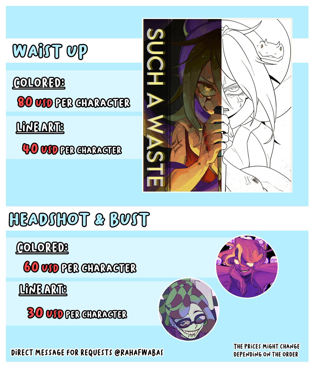 rahafWabas's tweet image. Commissions art are open

payments on PayPal  STC PAY 

DM me for any questions Emil:
rahafwabas.business@gmail.com 

  #commission #commissionart #character_design #storyboard #illustration #dnd