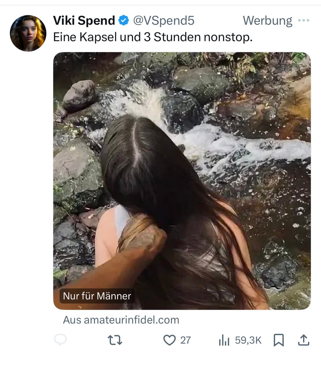 3 Stunden nonstop die Haare beim Kotzen aus dem Gesicht halten? 🤭 (P.S.: Twitter, deine Werbung ist etwas einseitig im Moment. Mag wirklich nur noch Viagra sein Marketing-Budget auf X verjubeln?)