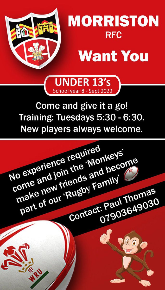 Our under 13’s are recruiting. Do you know of a child who wants to give rugby a try?
<a href="/MCSactive/">MCS PE Dept</a> <a href="/AGBryntawe/">AddGorffBryntawe</a> <a href="/Pentrehafod/">Pentrehafod School</a> <a href="/CwmtawePE/">Cwmtawe PE</a>