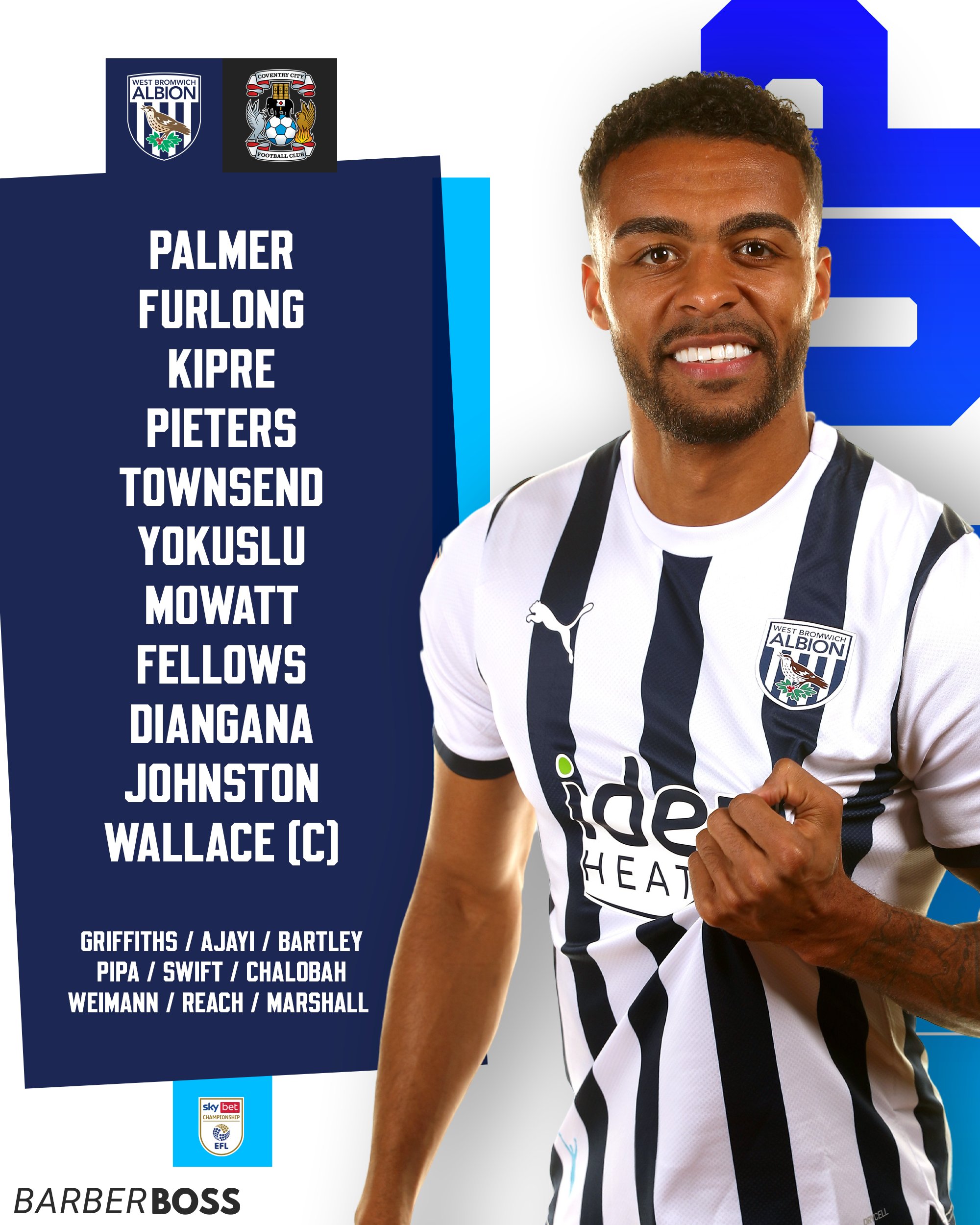 West Bromwich Albion on X: Here's your Albion XI to face Coventry! 📋  𝗖𝗢𝗬𝗕! 💙🤍 @BarberbossUK