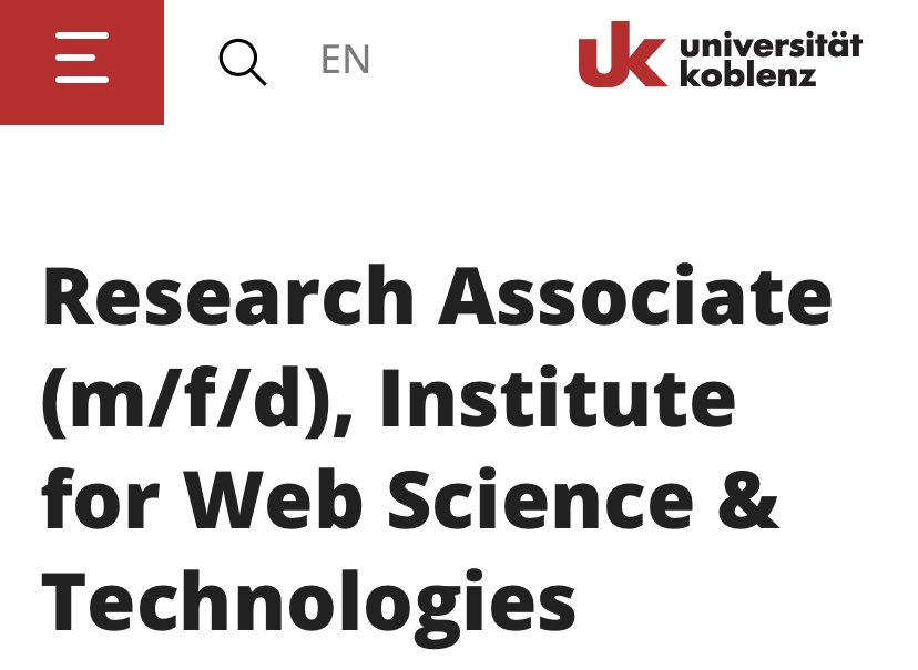 We are hiring. If you are looking for a PhD or Postdoc position and want to work on the intersection of Human-Centered AI and Data Science, apply! uni-koblenz.de/de/karriere/st…