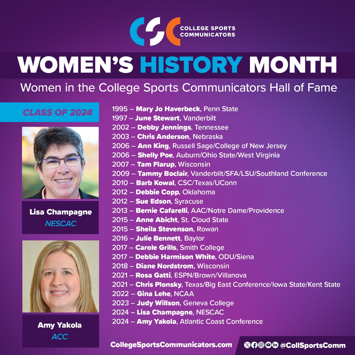 As we get ready to close out March and #WomensHistoryMonth, CSC is saluting a collection of women, who are trailblazers, leaders, innovators and some of the best in the business: our CSC Hall of Famers! Thank you for your efforts, talents, creativity and storytelling skills.