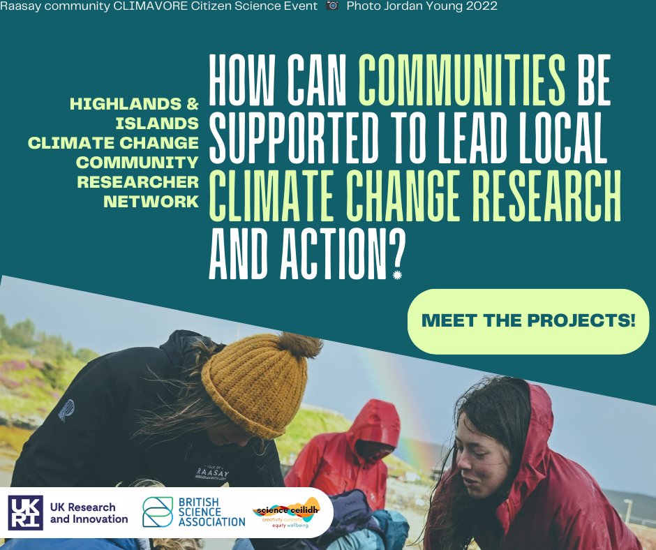 Meet the projects! Find out more about our Highlands & Islands Climate Change Community Researcher Network, which we’re delivering in partnership with the @BritSciAssoc, funded by @UKRI_News, & meet the 6 new community-researcher partnerships we’re supporting. #newvoicesgrants