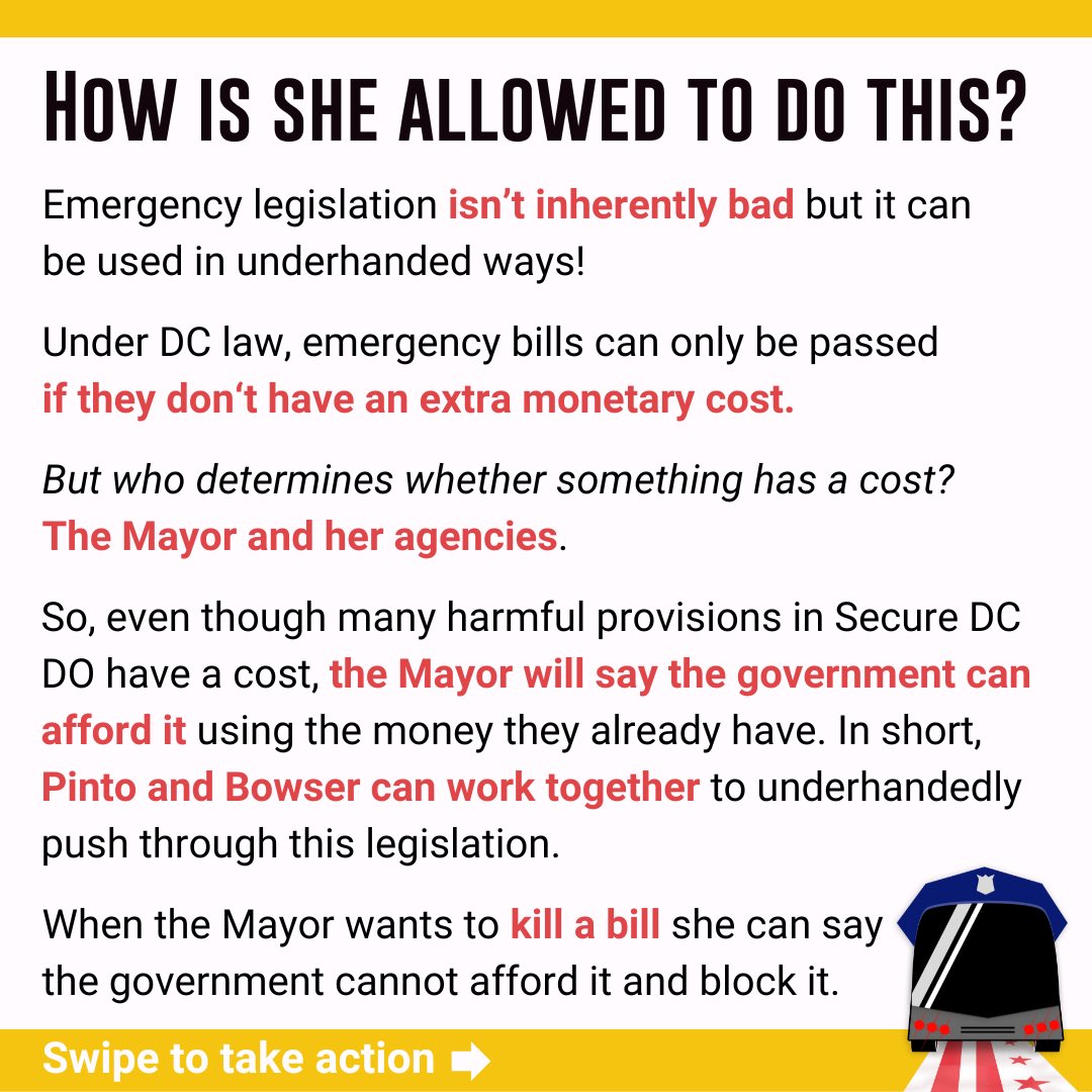 HarrietsDreams's tweet image. Emergency legislation isn&apos;t always bad but it can be used to avoid the budget process which is exactly what @CMBrookePinto with the help of @MayorBowser , is trying to do. #UsNotCrimnibus #SecureDC