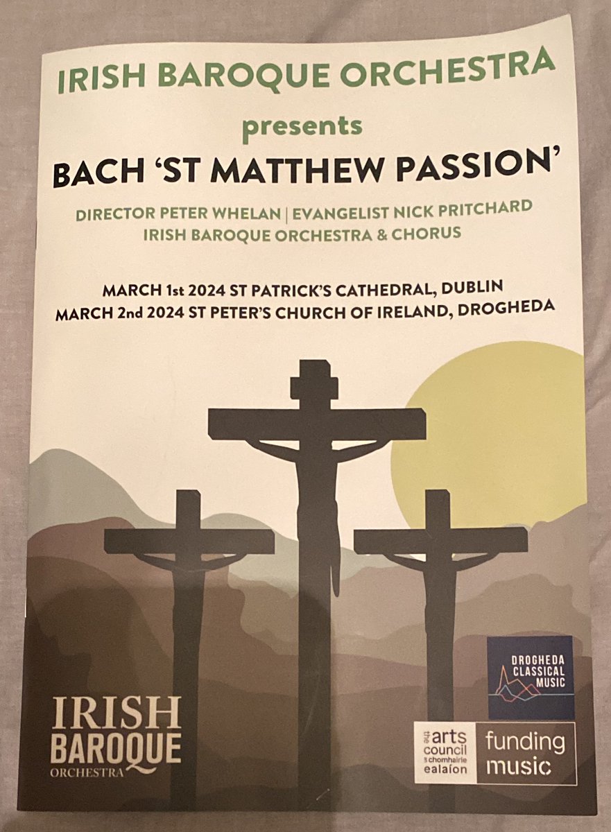 Did not feel the cold leaving @stpatrickscath tonight after the heartwarming performance of Bachs St. Matthew Passion. @IrishBaroque @Whelanpp “ The Peace that Bach brings”