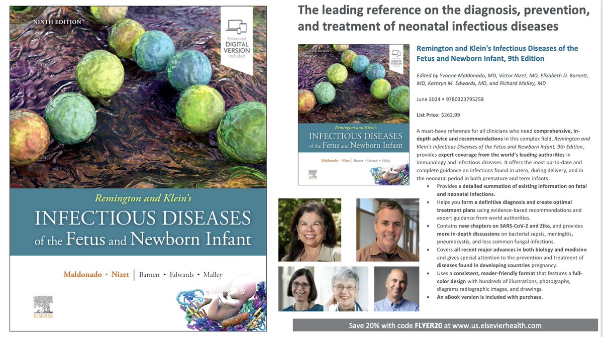 9th Edition of Remington &amp; Klein's Infectious Diseases of the Fetus &amp; Newborn Infant to be published June 4th! 

42 chapters, 1150 pages, 89 contributors

Thanks to my co-editor-in-chief Bonnie Maldonado and our associate editors Elizabeth Barnett, Kathy Edwards, and Rick Malley!