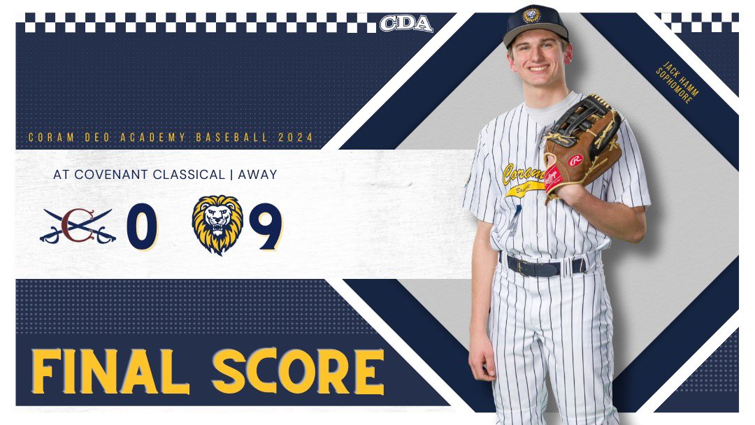 Coram Deo Baseball (@coramdeobsball) on Twitter photo Lions pick up a W at the FBA Tournament today. Another great team effort! Bracket play tomorrow.
Jack Hamm (@jackhamm_4) (W) 4IP 5H 0R 2K
Grant Edens (<a href="/GrantKEdens/">Grant Edens</a> ) 1-1 2R RBI BB SB
Sebastian Luterek (@Sebaslut5 ) 1-3 2R
Ryan Nalley 1-3 2RBI
Caleb Riser 1-2 R RBI Lions pick up a W at the FBA Tournament today. Another great team effort! Bracket play tomorrow.
Jack Hamm (@jackhamm_4) (W) 4IP 5H 0R 2K
Grant Edens (<a href="/GrantKEdens/">Grant Edens</a> ) 1-1 2R RBI BB SB
Sebastian Luterek (@Sebaslut5 ) 1-3 2R
Ryan Nalley 1-3 2RBI
Caleb Riser 1-2 R RBI