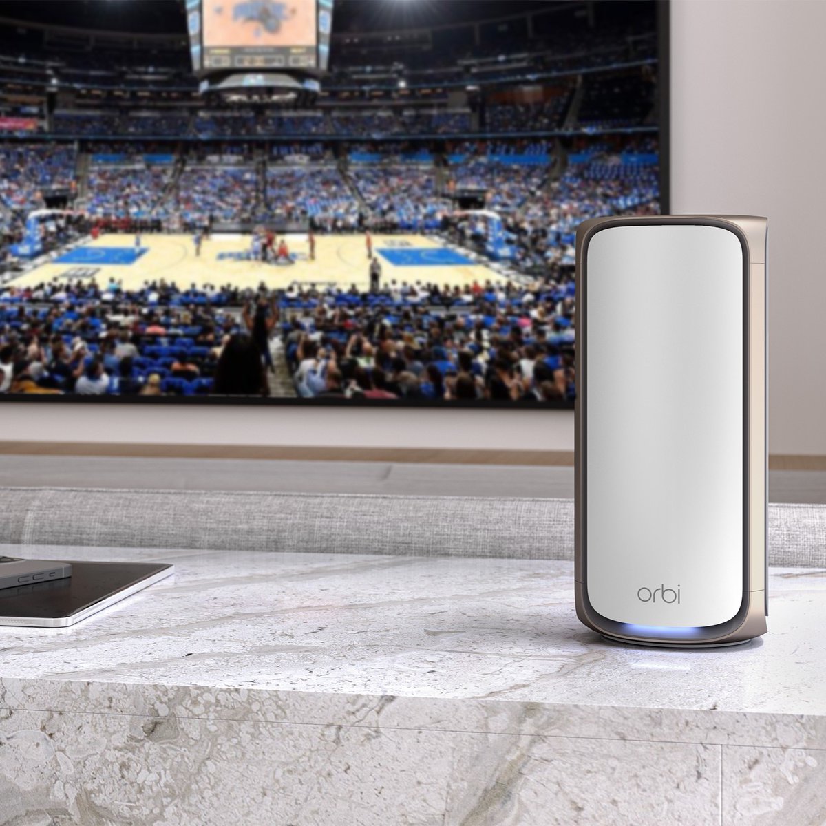 Dunking on dead zones with our Orbi 970 WiFi 7 Mesh system! 🏀🔥 Slam the competition and enjoy non-stop streaming madness! Shop Orbi 970: netgear.com/home/wifi/mesh… ​ #NETGEAR #Orbi #WiFi #SmartHome #Internet #WiFi7 #Streaming #Gaming #IoT #MarchMadness #Sports #Basketball