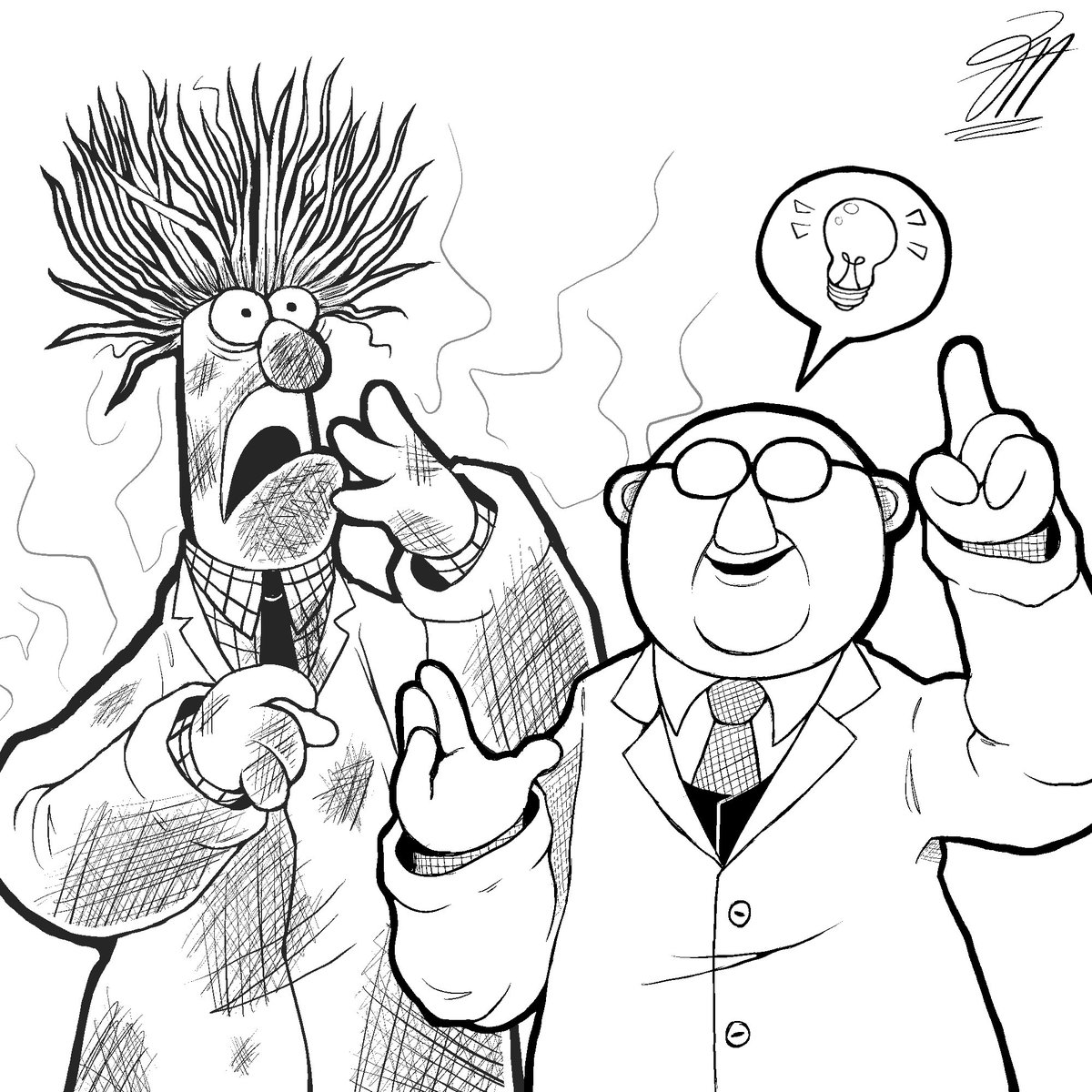 febmanfart's tweet image. Bunsen and Beaker #themuppets #muppetart