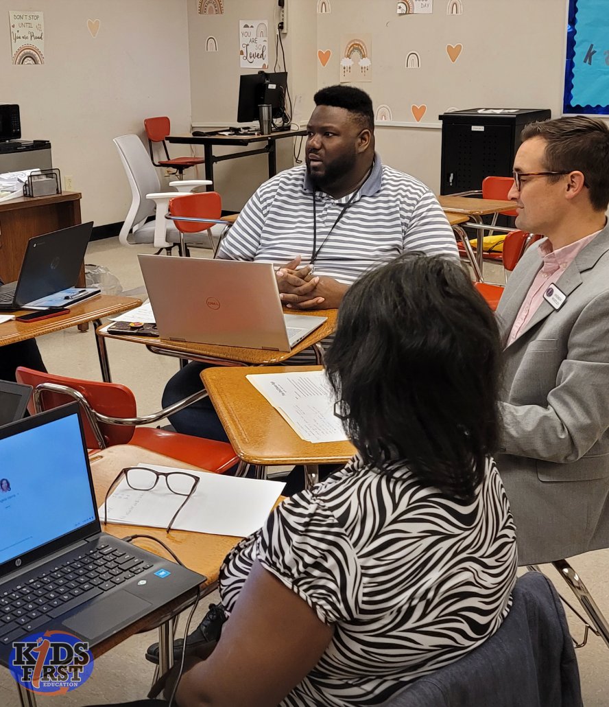 K1Education's tweet photo. #FridayFocus: Standards Alignment ๐งฉ
#KidsFirst Head Coach, Andrew Whitley #collaborates with Pine Bluff Junior High's ELA team to align lesson plans with the new Arkansas #standards and #HQIM. #KidsFirstAlways
.
#ARDivision #StandardsAlignment #ELA #teaching #coaching https://t.co/cVNihzTiDB