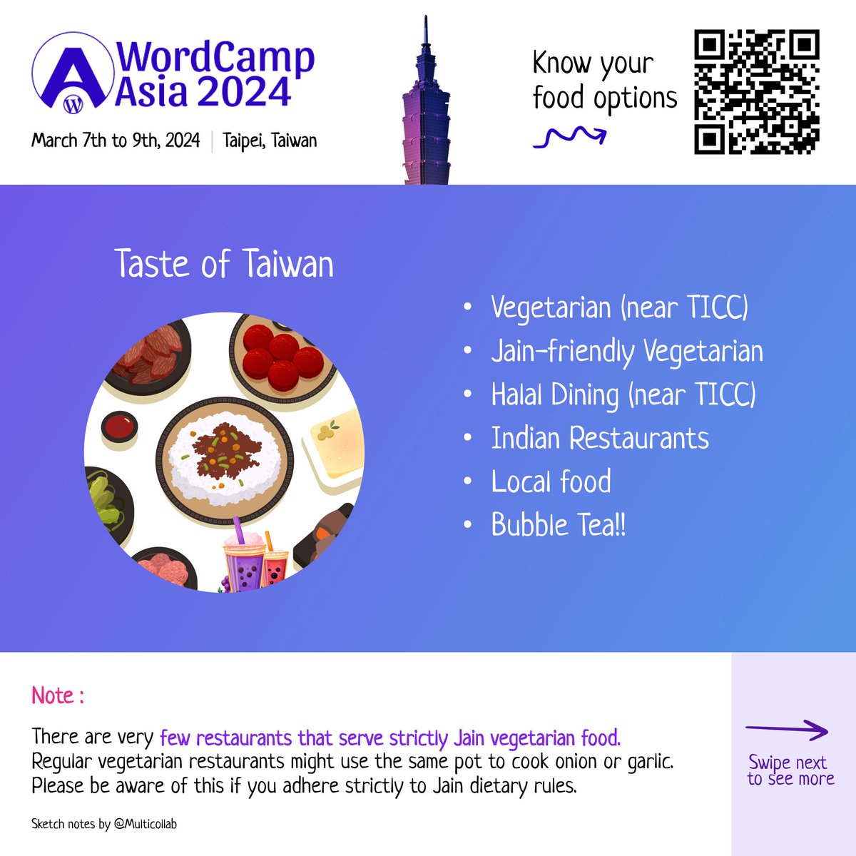 multicollab's tweet photo. Heading to @WordCampAsia? ✈️

We are excited to be sharing curated sketches for WC Asia 2024 attendees, putting the most vital info right at their fingertips.

Now, don't miss out on any key details. Take a screenshot of them and maximize your time in @TaipeiCity!

#WCAsia2024 https://t.co/KbrR2xhkVZ