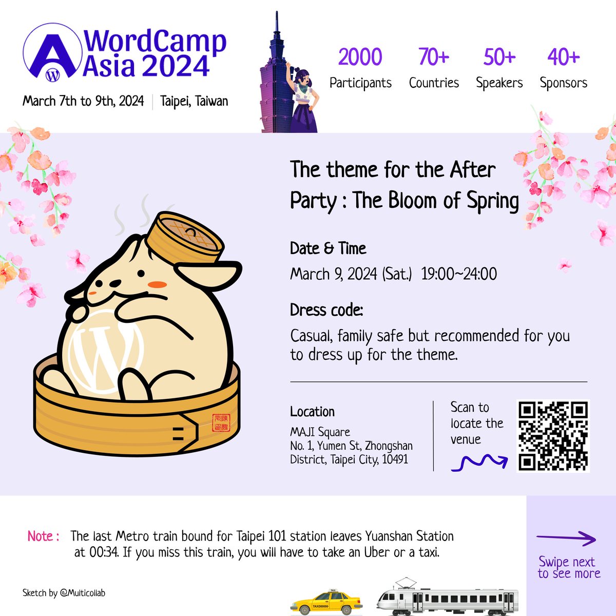 multicollab's tweet photo. Heading to @WordCampAsia? ✈️

We are excited to be sharing curated sketches for WC Asia 2024 attendees, putting the most vital info right at their fingertips.

Now, don't miss out on any key details. Take a screenshot of them and maximize your time in @TaipeiCity!

#WCAsia2024 https://t.co/KbrR2xhkVZ