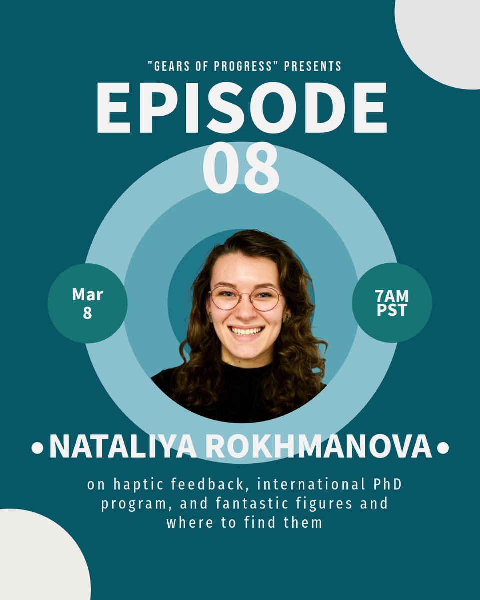Episode 8⃣ with incredible <a href="/natrokh/">Nataliya Rokhmanova</a> will be out next Friday, March 8th! Stay tuned for some exciting talk on haptic feedback, international PhD programs, and fantastic figures and where to find them.