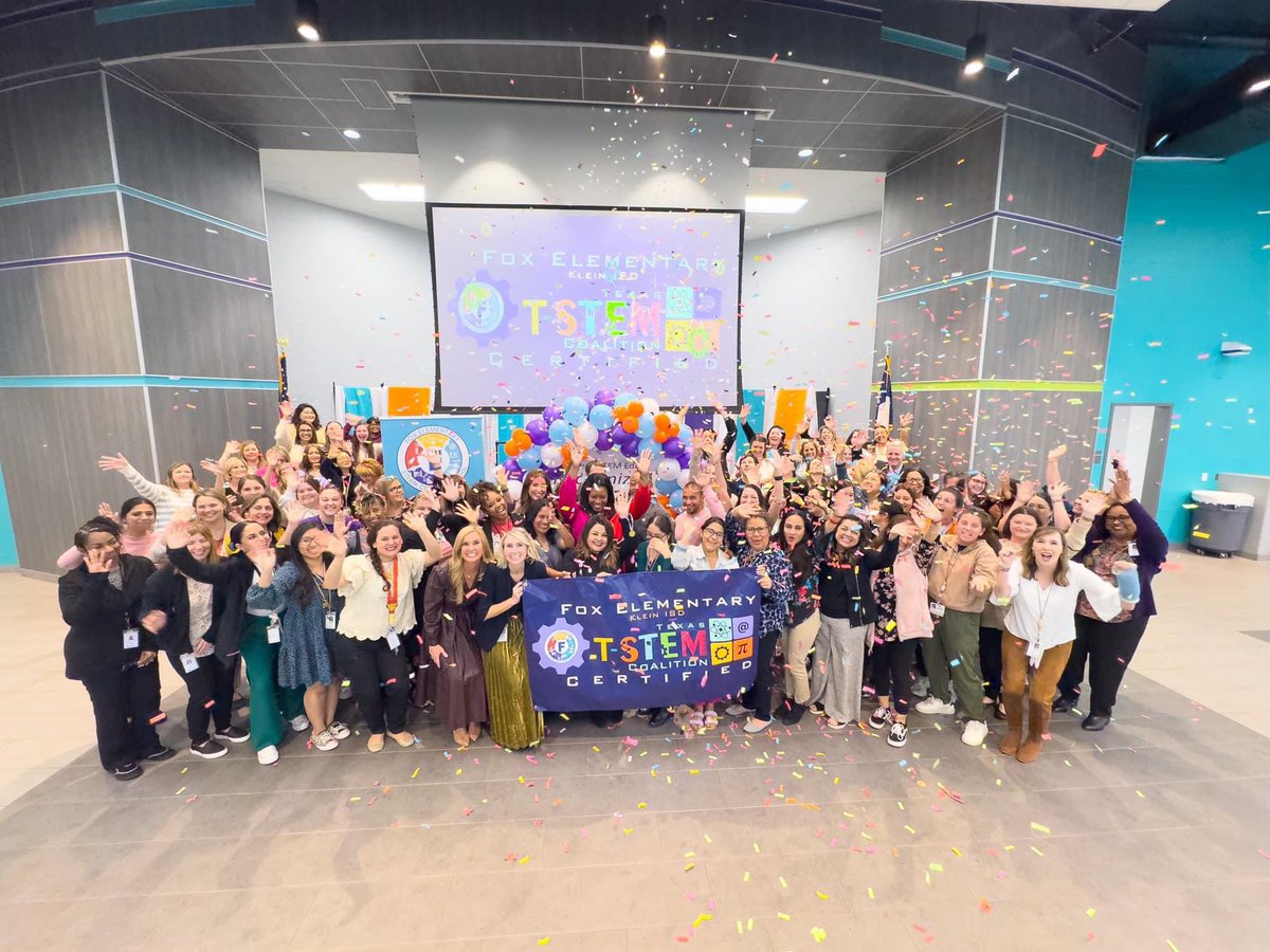 MrsFlores_in3rd's tweet photo. @FoxKISD is the ONLY school in Texas to become a T-STEM certified campus!! I am so grateful to work at such an amazing campus, on a rockstar team, and under a truly wonderful, one of a kind administration! 💜🦊 This STEAM teacher’s heart is so full! @kitacombs @KleinISD https://t.co/kQ1LAQLCBr