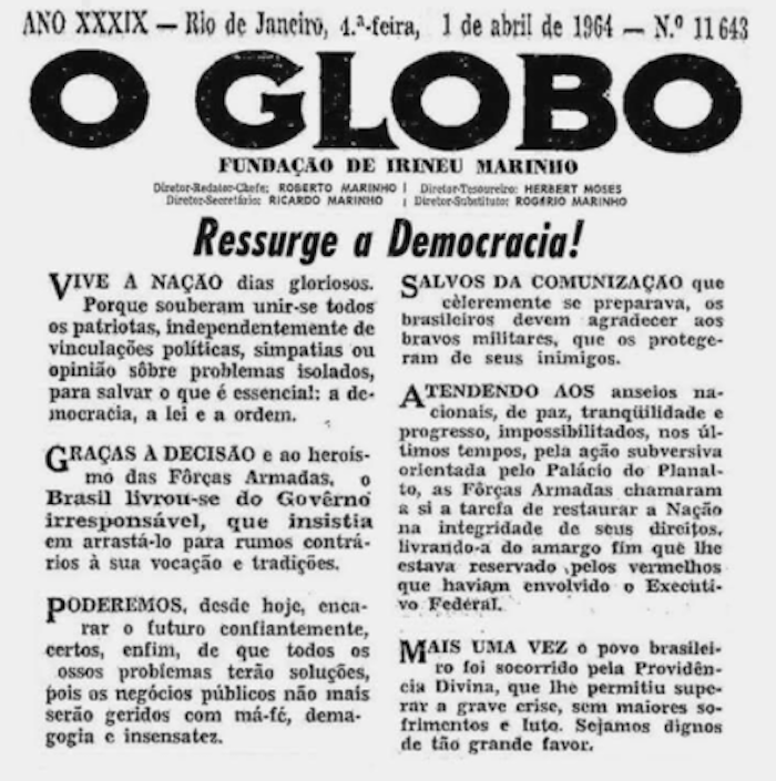 <a href="/GloboNews/">GloboNews</a> Um tanto cínica a afirmação de que "Lula não tem nenhum problema com ditadores". Lula tornou-se um líder popular combatendo a ditadura militar instituída em 1964. Já a Globo escreveu isso aqui no dia em que os militares deram o golpe.