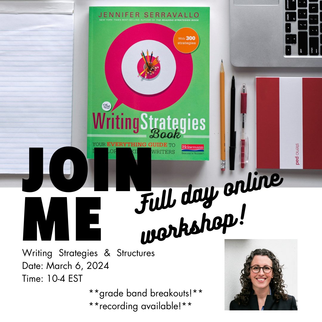 MARCH 6 Join me for a workshop focused on The Writing Strategies Book and Teaching Writing in Small Groups. Joined by colleagues <a href="/estrangcamby/">Emily StrangCampbell</a> and <a href="/mollyfwood/">Molly Feeney Wood</a>, you'll spend a good portion of the day in grade band breakouts. Practical &amp; engaging! heinemann.com/pd/events/
