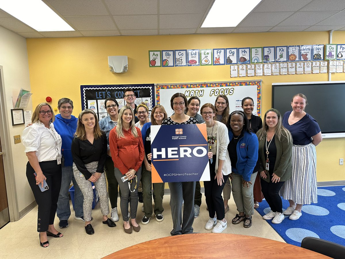 Congratulations to Ms. Wilson for being recognized as the <a href="/SunBlazeOCPS/">Sun Blaze Elementary School</a>    #OCPSHeroTeacher. Everyone was thrilled to celebrate this outstanding educator. Thanks for all you do! <a href="/OCPSnews/">ocpsnews</a> <a href="/CDLocps/">Curriculum and Digital Learning</a>
