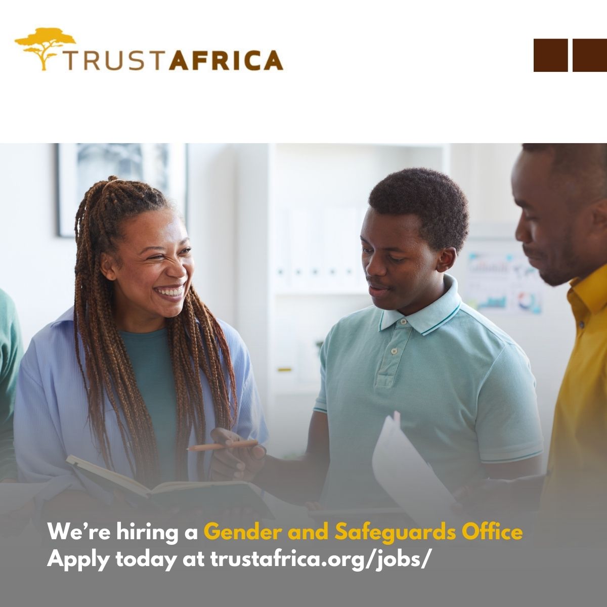 trustafrica.bamboohr.com/careers/20 Gender and Safeguards Officer Dakar, Dakar Location: Dakar, Senegal Application Deadline: 01-March-2024 Programmatic Focus: Democracy and Governance participation Type of Contract: Individual Contract Languages Required: English or French