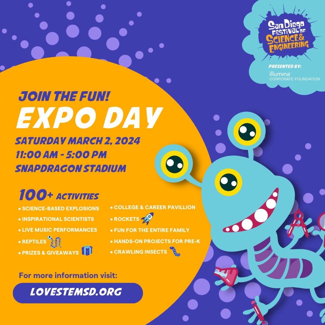 We’re looking forward to attending the San Diego Festival of Science & Engineering tomorrow at Snapdragon Stadium! Check out our hands-on demonstrations at Exhibit #30 from 11:00am-5:00pm, and watch GA scientist Rick Lee on the Main Stage at 3:20 pm. @lovestemsd #stemeducation