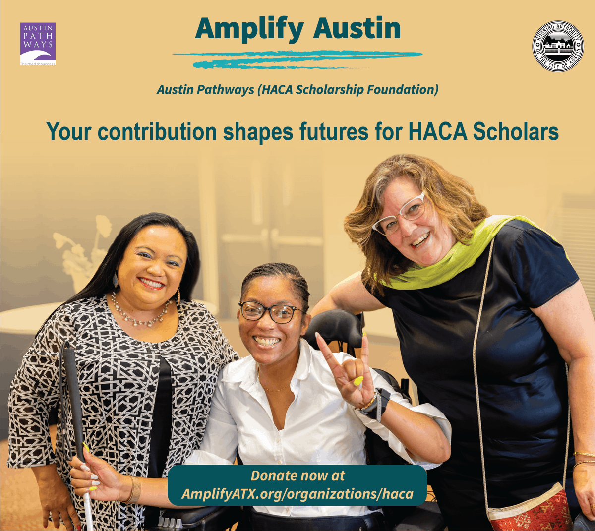 $250 equips a HACA Resident Scholar with supportive services, laying the foundation for academic excellence and future success. Your contribution today fosters an environment where education can flourish.  Invest in a scholar's journey: 
AmplifyATX.org/organizations/……
 #AmplifyAustin