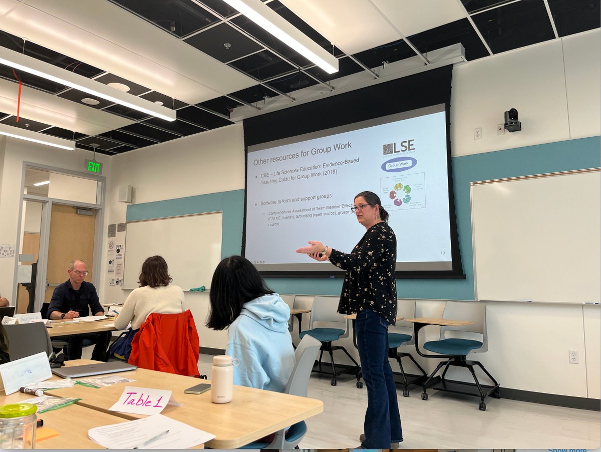 PTurnerPhD's tweet photo. Many thanks to Dr. Miriam Markum for a great workshop yesterday on "Class Structures that Support Effective Group Work!" It was an info-packed and engaging afternoon, sparking great observations and conversation from attendees!  @MicrobialGurl 
@UCDavis_CEE https://t.co/frci1djexz