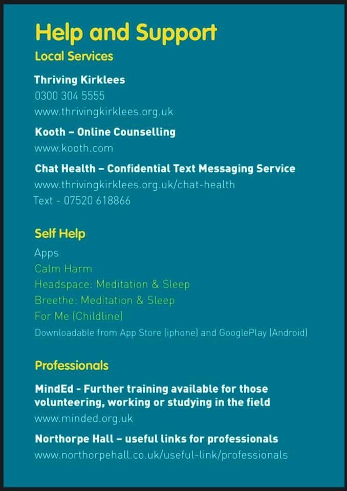 #Let’sTalkAboutSelfHarm 
In collaboration with Northorpe Hall, Hudds New College and Kirklees Youth Intervention Team, I helped to facilitate and co-produce these self harm guidance for parents and young people …  DM me if u require a digital versions of these 👍🏽