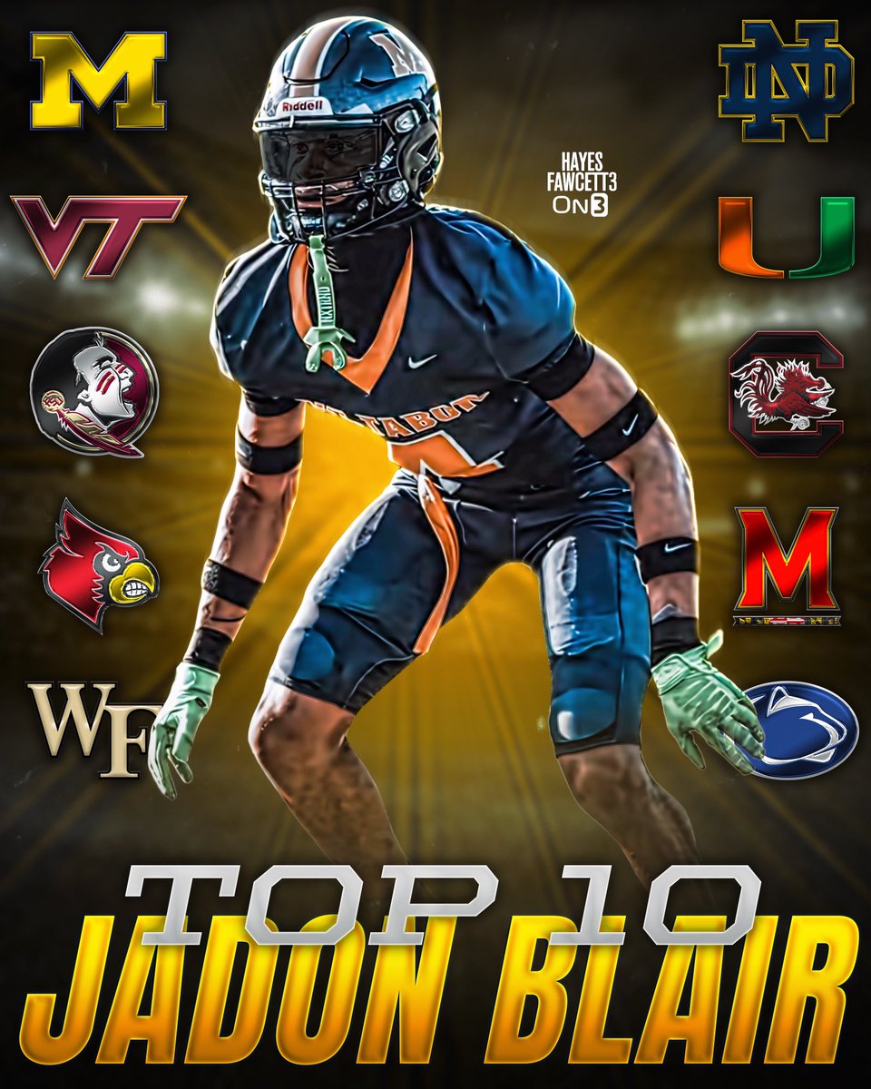NEWS: Four-Star Safety JaDon Blair is down to 🔟 Schools! The 6’4 192 S from Winston Salem, NC is ranked as the No. 2 Safety in the ‘25 Class (per On3) Where Should He Go?👇🏽 on3.com/db/jadon-blair…