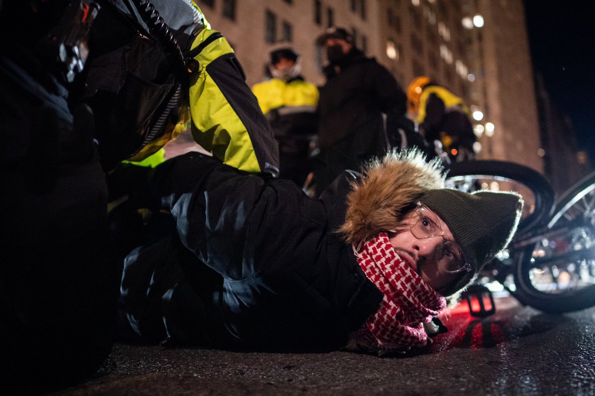 People take part an emergency action for Gaza in New York City, NY, on Thursday, February 29, 2024, riding the subway to Wall Street where Governor Hochul was due to speak at an event. For @nytimes #photojournalism #gaza