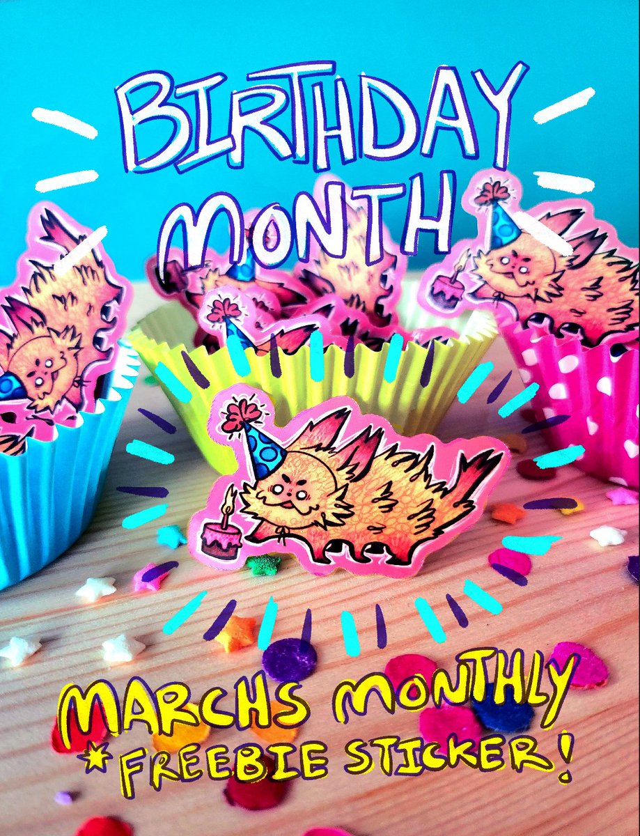 BIRTHDAY MONTH! Its my birthday in 10 days!! So i made a freebie sticker to celebrate this event! Get this lil guy when you get anything from me! Dropping new furb stickers soon!