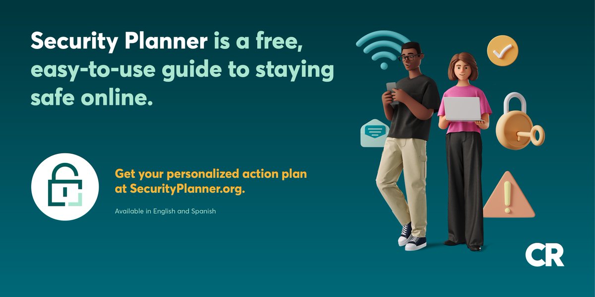Consumer Reports Advocacy (@cradvocacy) on Twitter photo Simply existing online can mean your information and devices are at risk. Good news: <a href="/ConsumerReports/">Consumer Reports</a>' <a href="/SecPlanner/">Security Planner</a> can help you protect yourself. securityplanner.org Simply existing online can mean your information and devices are at risk. Good news: <a href="/ConsumerReports/">Consumer Reports</a>' <a href="/SecPlanner/">Security Planner</a> can help you protect yourself. securityplanner.org