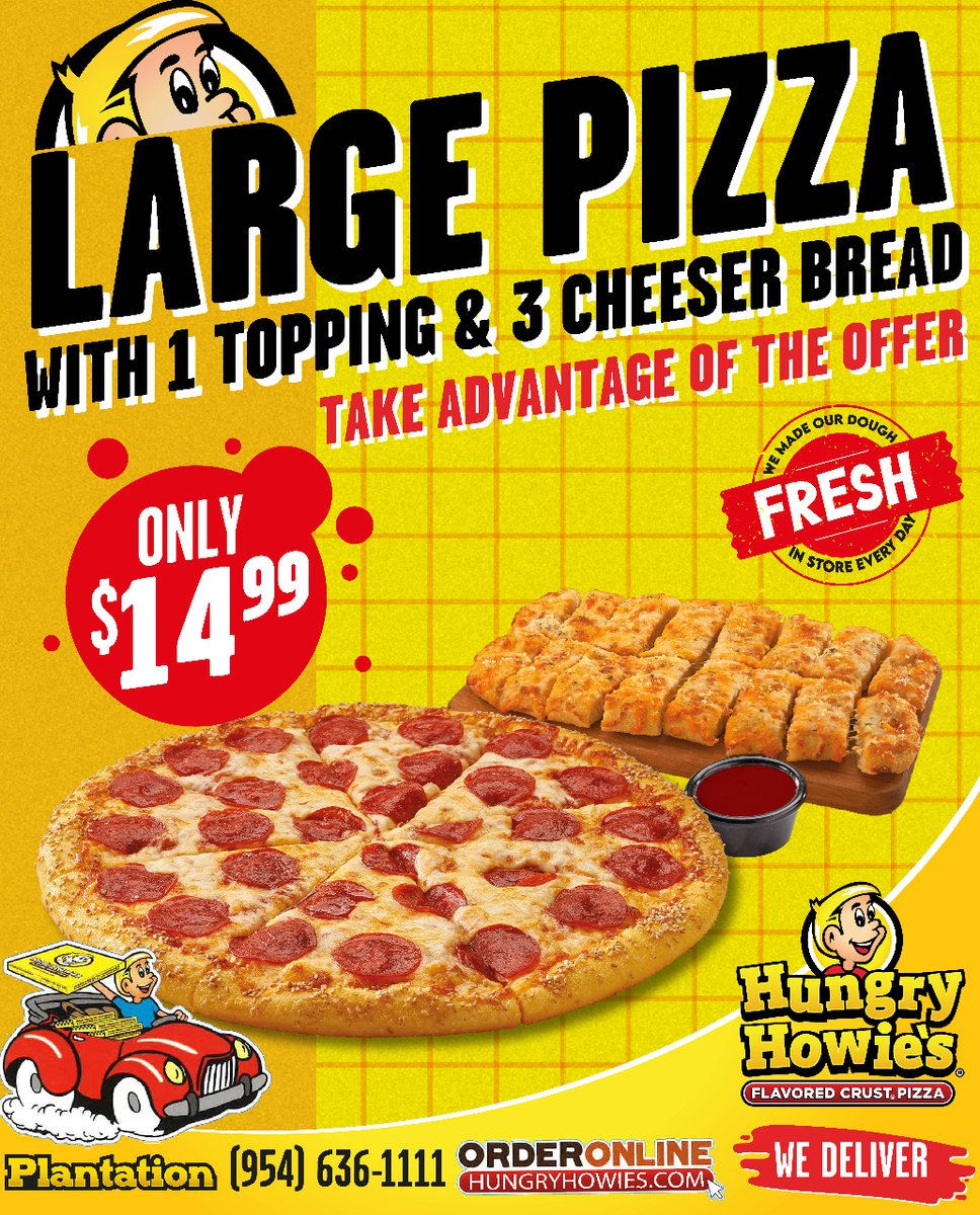 Want a slice of happiness? Look no further than Hungry Howie's! Order now and experience pizza perfection. #SliceOfHappiness #HungryHowies