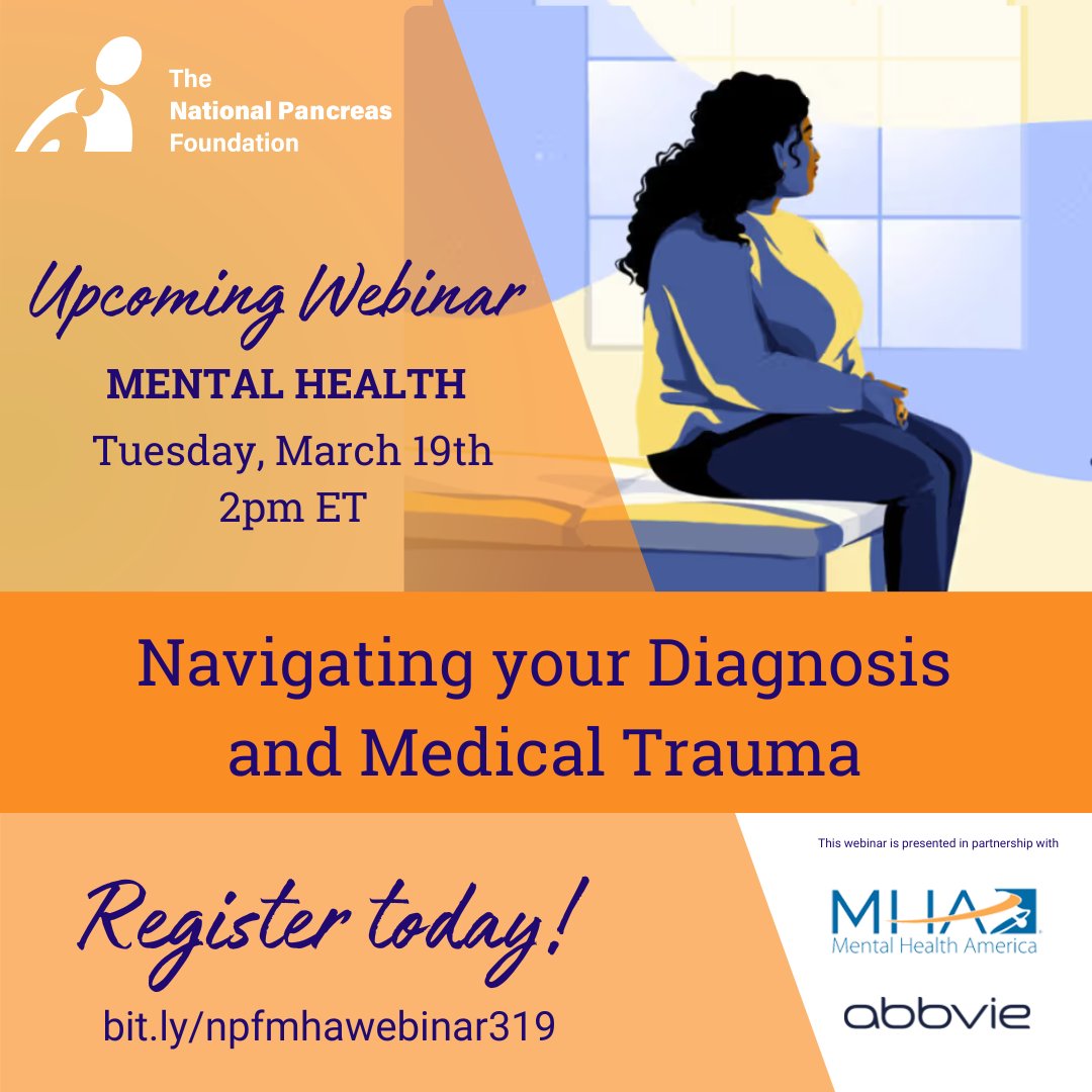 Upcoming webinar! Gain practical strategies for navigating a chronic illness diagnosis, managing stress, and advocating for yourself. Navigating your Diagnosis and Medical Trauma Date/Time: Tuesday, March 19th at 2pm ET Register now: bit.ly/npfmhawebinar3… #npf #mentalhealth