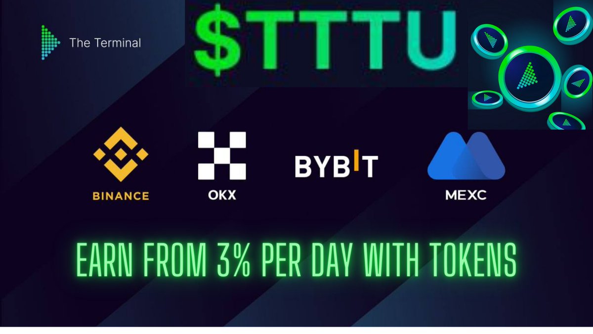 BitTerminal_Boy's tweet image. "Dive into TTTU, our project's utility token! Max supply: 1 billion. Holding TTT maximizes daily income. Team's working on futures market &amp;amp; top-tier exchange listings. Get TTTU on MEXC exchange, paired with USDT as TTTU/USDT

#TheTerminal #EOS #crypto #thet