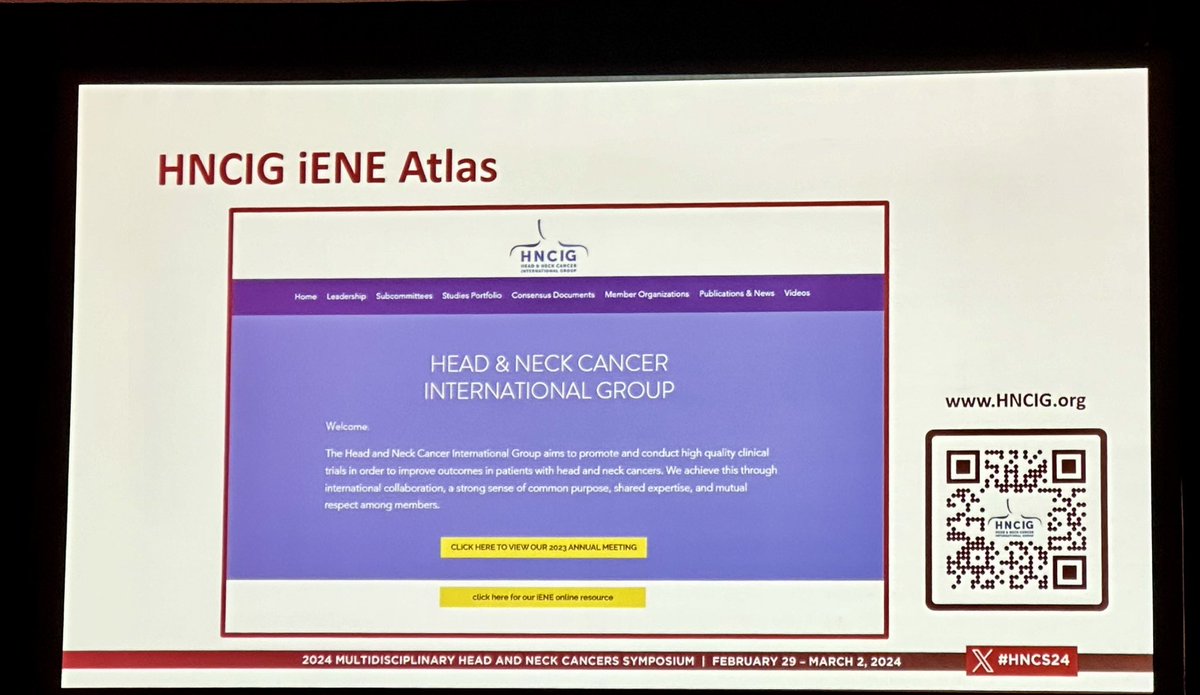 @henson_md presenting on the @H_N_C_I_G consensus for iENE #HNCS24 This is an important effort by the group @lachiemcd @sueyom that will be incorporated into upcoming revisions for AJCC/UICC TNM staging for HNC. Watch this space! Do refer to the Atlas for details.