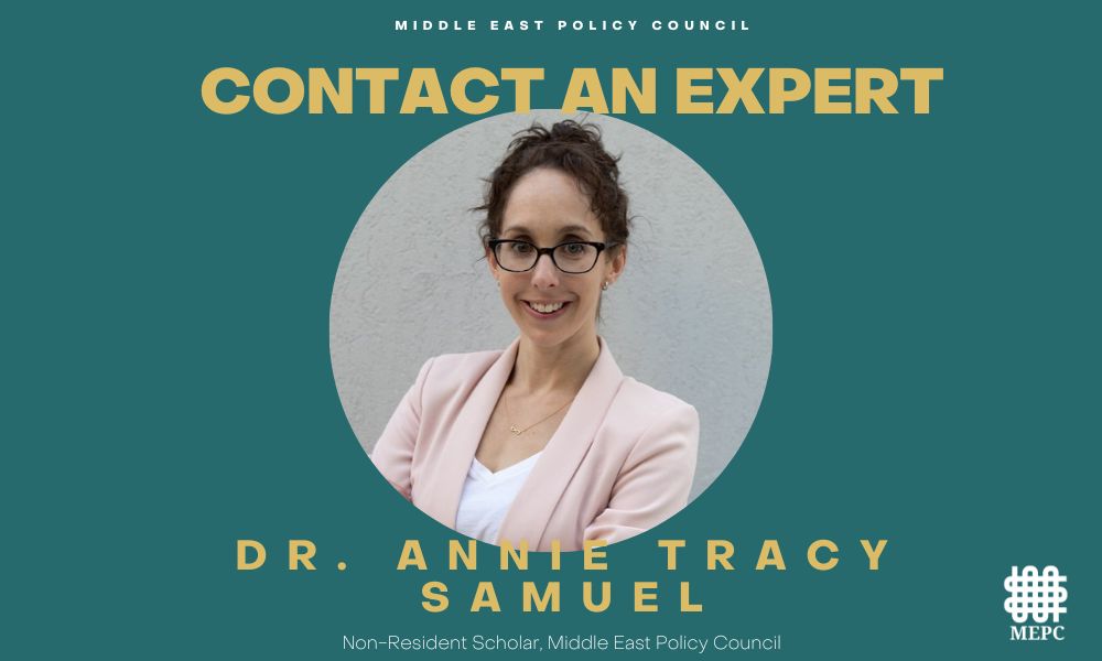 #ContactAnExpert: @ATracySamuel is a Non-Resident Scholar at @MidEastPolicy and an associate professor of history at @UTChattanooga: mepc.org/commentary/con…

Message media@mepc.org to schedule an interview or briefing.