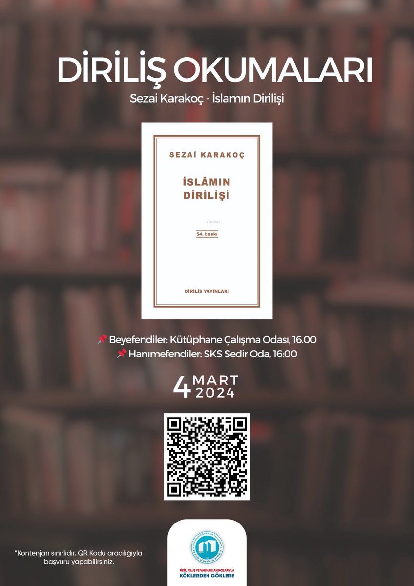 📚 İslâmın Dirilişi (Sezai Karakoç) kitap tahlilimiz 4 Mart 2024 (Pazartesi) 16.00’da gerçekleştirilecektir.

İZÜ'lü öğrenci kardeşlerimiz davetlidir.

Katılım formu: forms.gle/rtumQmC4cvyNNs…